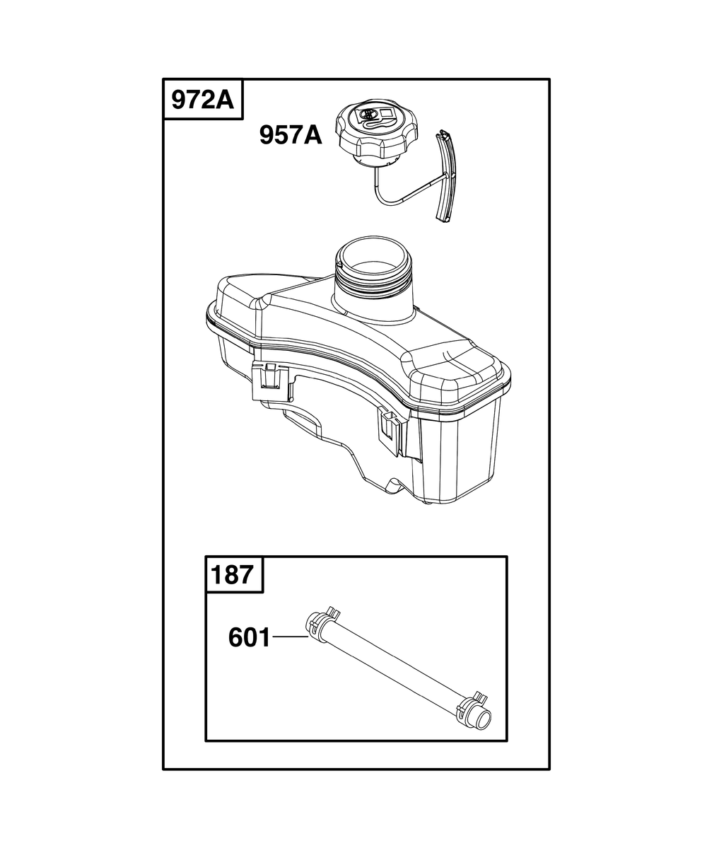 Fuel Supply Group Diagram and Parts List for 103M02-0120-H5 100000 - 19Z999 Briggs and Stratton Engine